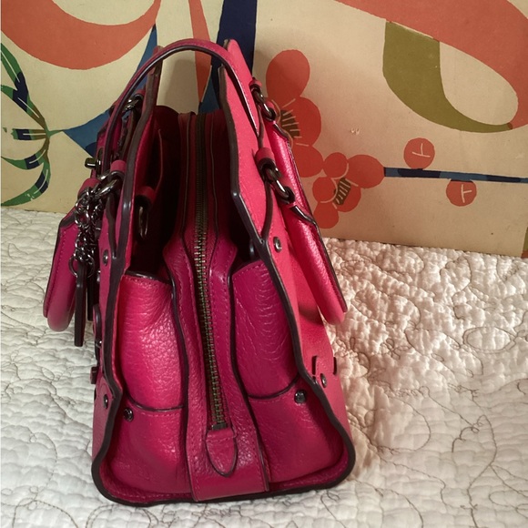 Coach Pink Willow Floral Mercer Satchel Leather w/ Crossbody - Picture 13 of 15